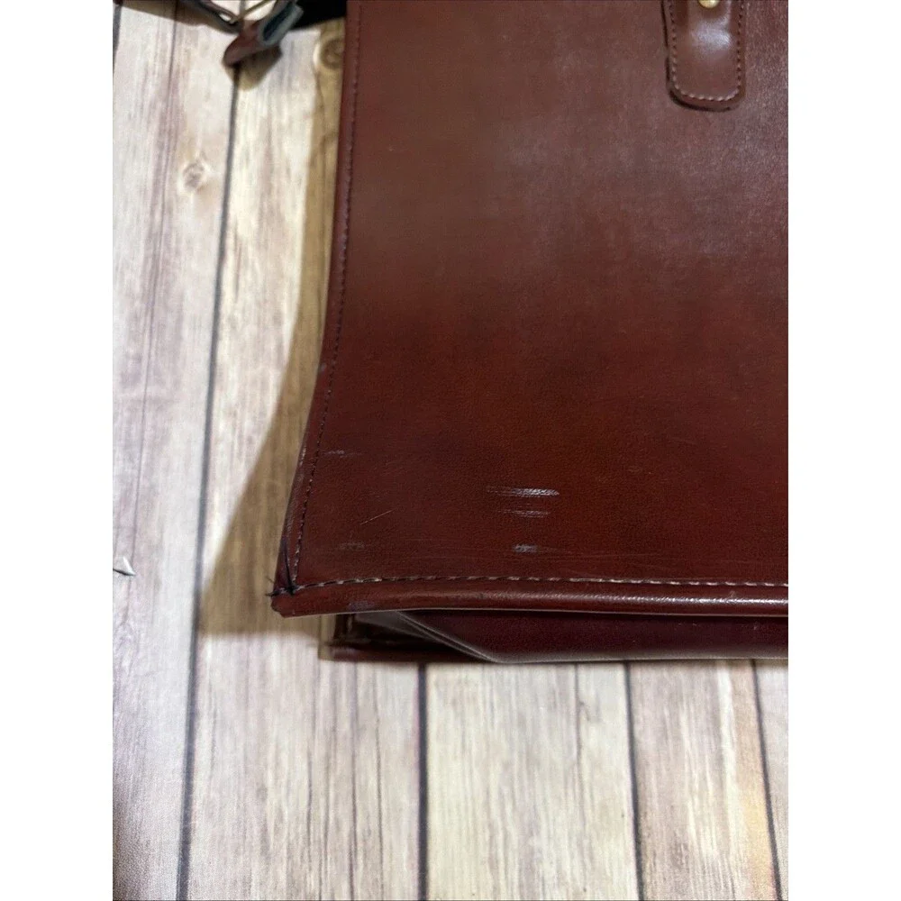 Vintage Hazel Brown Document Briefcase Portfolio Bag Attache Case Leather 16